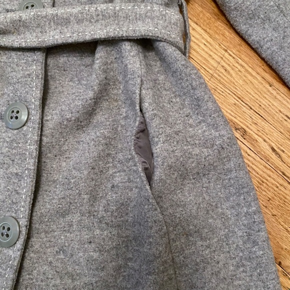 Merona Wool Blend Button Front Belted Mid Length Coat Gray Size M - Picture 9 of 15